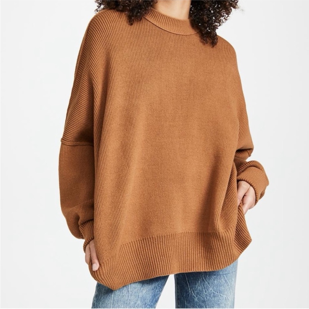 Free People Easy Streets Tunic Sweater Tan Size Small